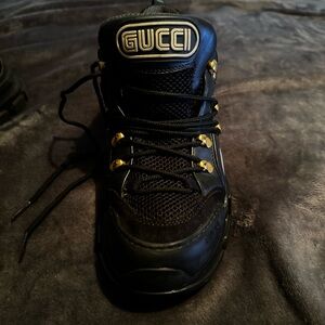 Gucci flashtrek sega black leather size 8.5
